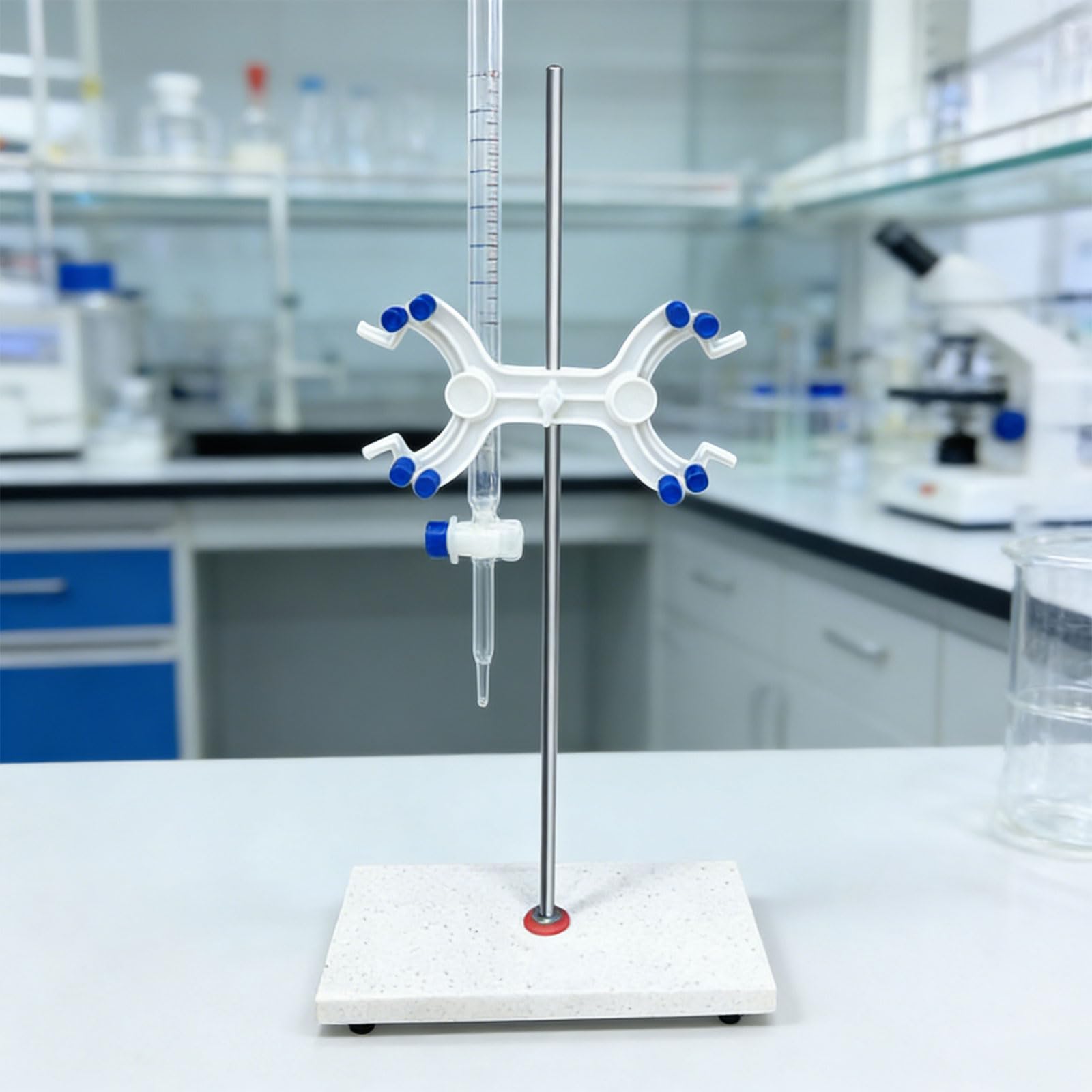 Supporto per titolazione con base in marmo con clip in plastica Supporto per buretta da laboratorio per laboratori scolastici esperimenti chimici Supporto per buretta professionale