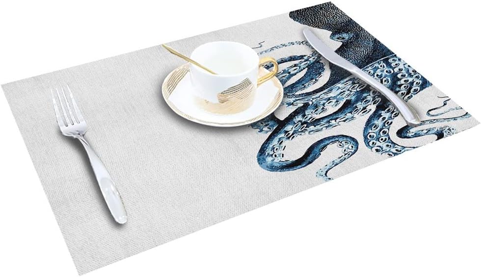 4/6pcs Set Table Mats Printed Cotton Linen Table Napkin Kitchen Accessories Home Party Decorative Placemats(4 PCS)