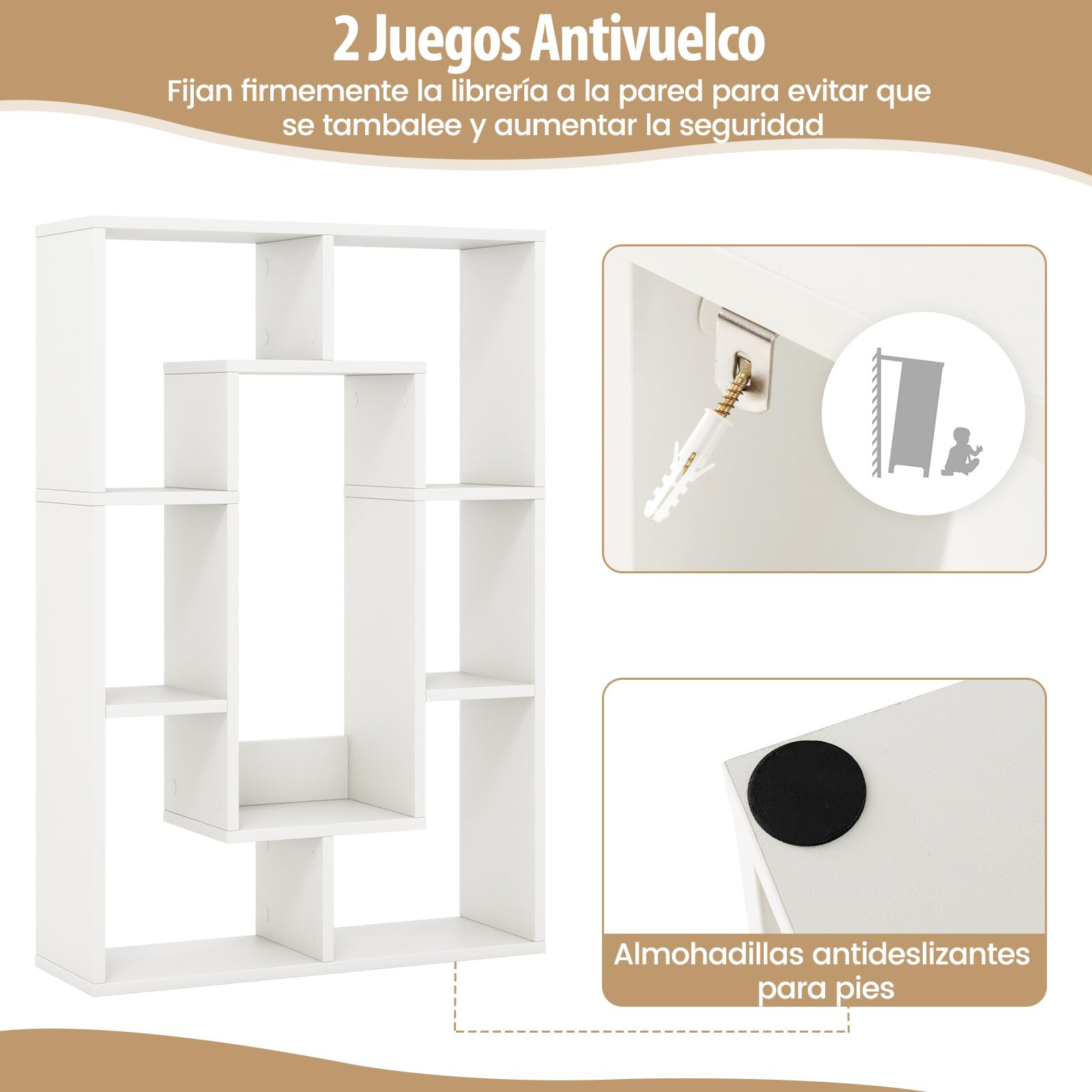 COSTWAY Estanteria Cubos, Libreria Estanteria de 7 Cubos, Estanteria Libros Salon Dormitorio, Estudio, Oficina, 60 x 20 x 90 cm (Blanco)