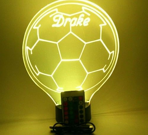 Miniatura 5 de MIRROR MANIA Lámpara de luz nocturna con luz LED grabada con nombre personalizado, con control remoto, 16 opciones de color diferentes, atenuador,