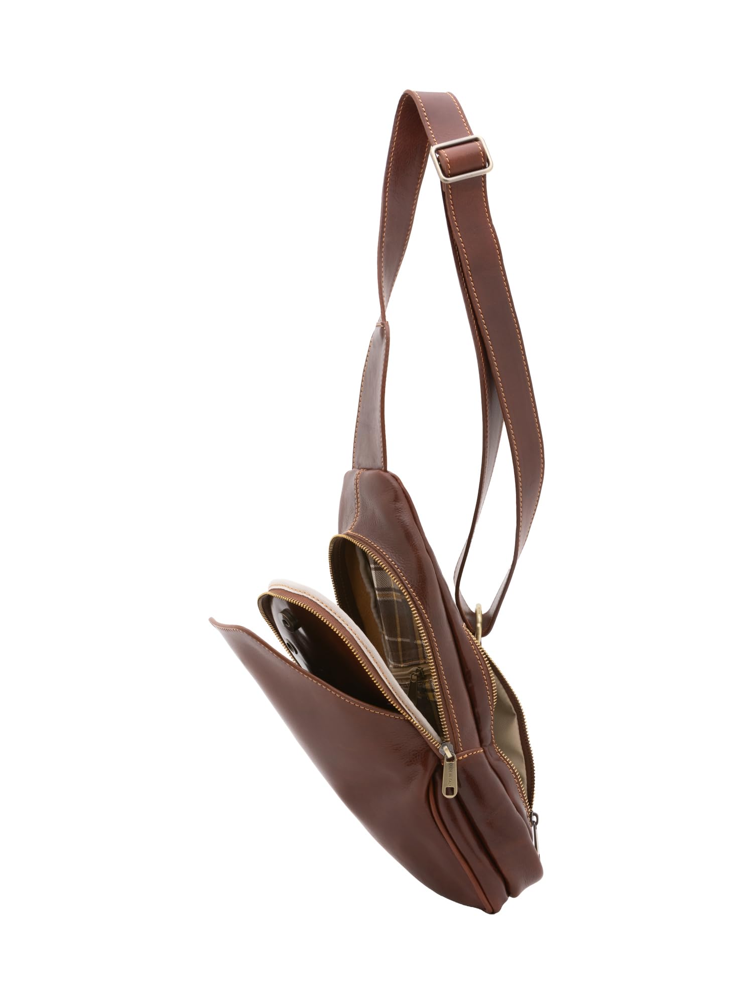 Chiara Ferretti Marsupio da uomo In Vera pelle Made in Italy 33x17x7 cm 5570 Marrone