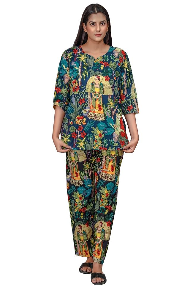 Women's Pure Cotton Printed Night Suit Top and Pyjama Set fs-05-picture-20