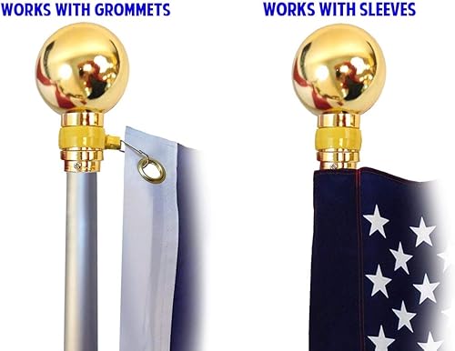 Banderas Imp 8 pies aluminio poste de plata con bola (B00H5FNO06)