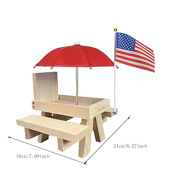 Wild & Oakes Wooden Wildlife Squirrel Feeder Picnic Table With Umbrella | UK