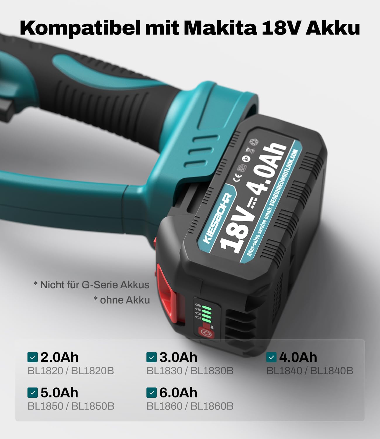 CSS04 2-IN-1 Akku Astschere und Gartenschere Teleskop Kompatibel mit Makita 18V Akkus, Max. 2m Teleskopstange, mit LCD-Display, Winkelverstellbar, Automatische Abschaltung (Ohne Akku)