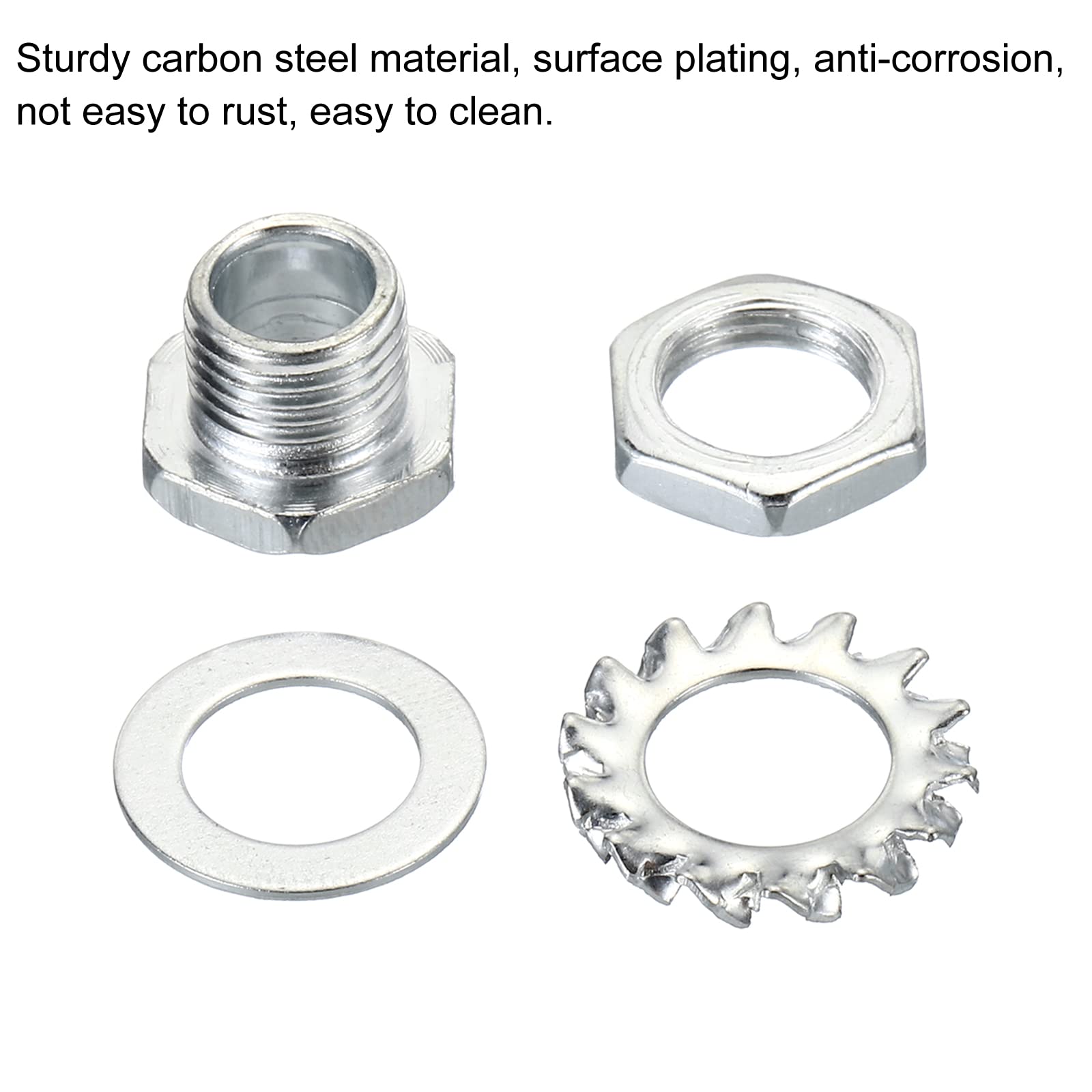 PATIKIL M10 Thread 10mm Tall Hex Hollow Screw Bolts, 4 in 1 / 100Pieces Through Hole Bolt Chandelier Fasteners with Hex Nut and Gasket - Image 4