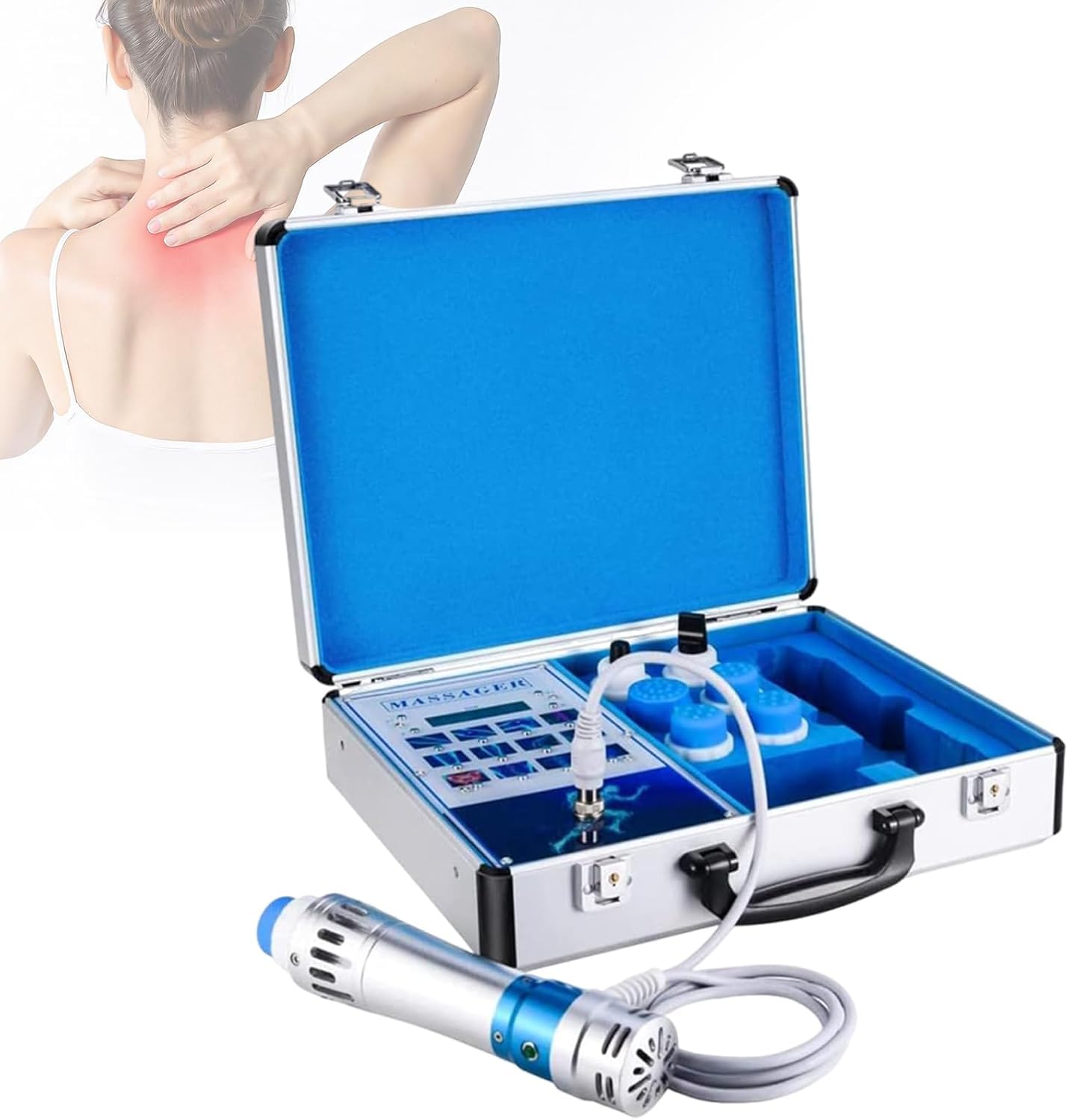 Apparecchio Per Terapia A Onde Durto, Dispositivo Per Terapia A Onde Durto Focalizzate Con 7 Testine Massaggianti, Massaggiatore A Percussione Per Tessuti Profondi, Rilassamento Muscolare E