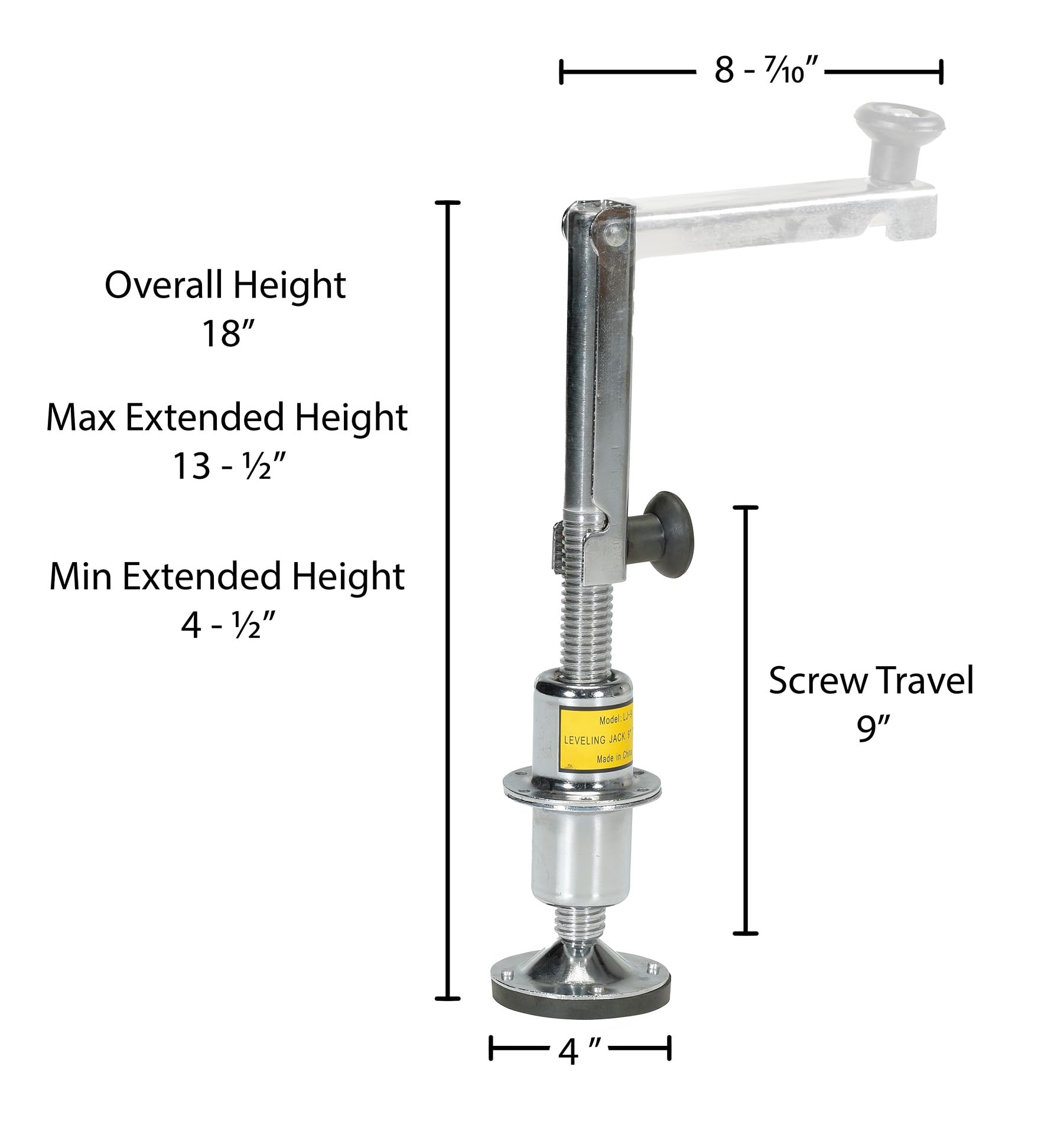 Vestil LJ-9 Steel Leveling Jack 18 In. 5000 Lb. Capacity Silver