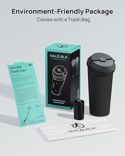 Miniatura 7 de HALO BLK Cubo de basura Space Exploration Edition con tapa giratoria de 180 para Tesla Model 3YS, viene con 15 bolsas de basura biodegradables,