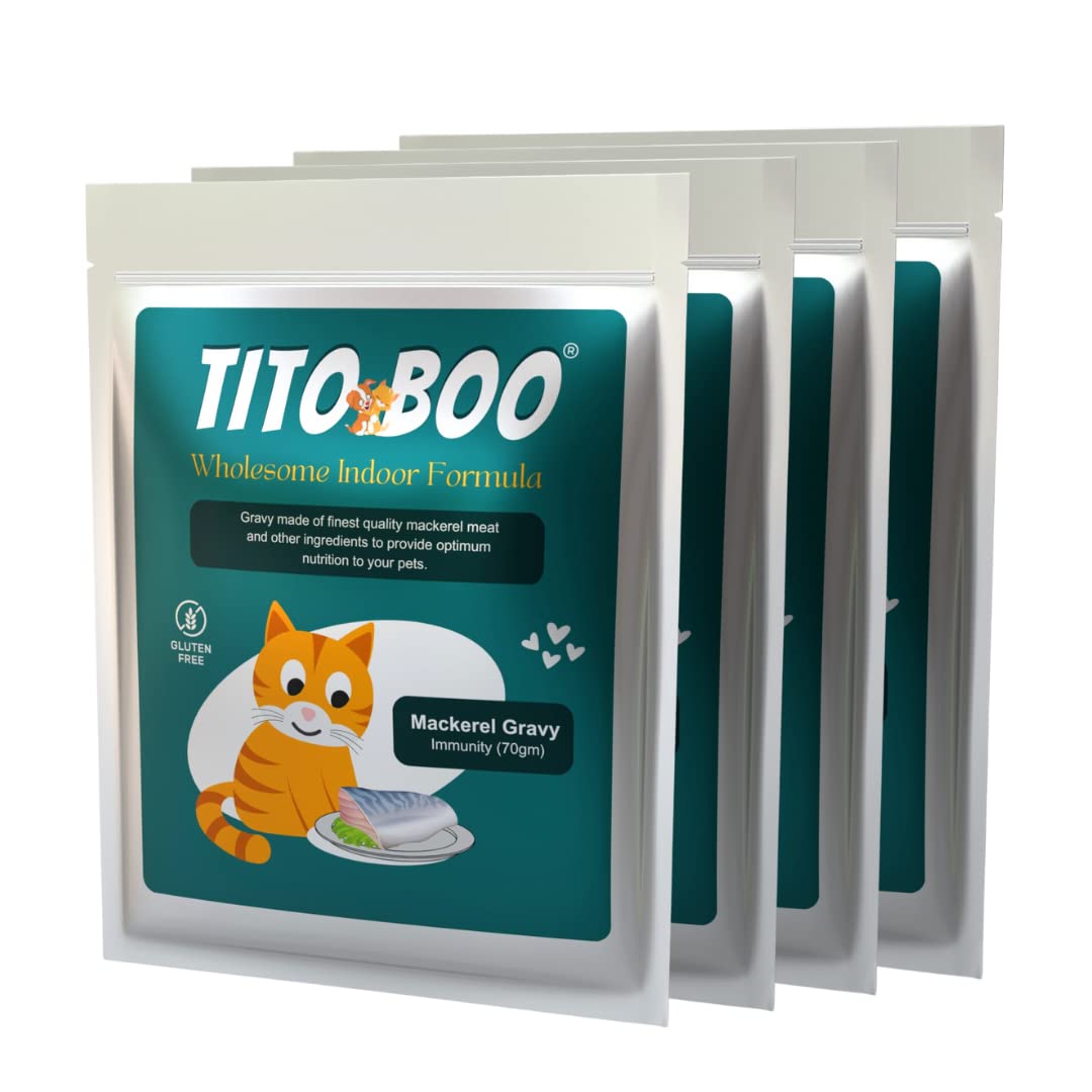Tito Boo Mackerel Gravy Wet Cat Food - Delicious and Nutritious Meal for Your Feline Friend - 70 gm
