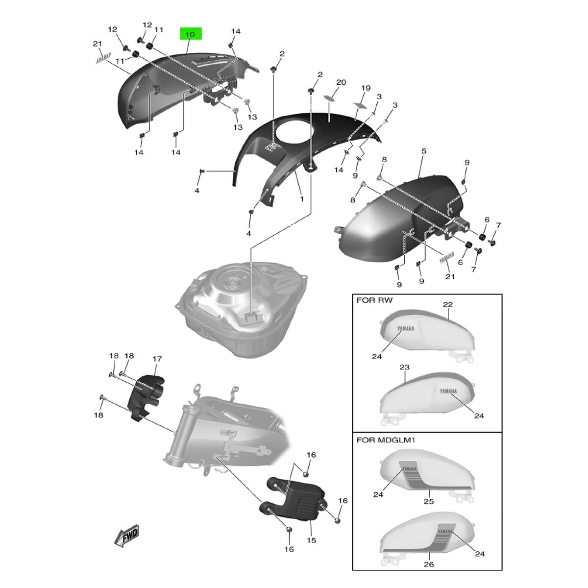Amazon | ヤマハ純正 XSR125 XSR155 カバータンクサイド2 右 シルバー
