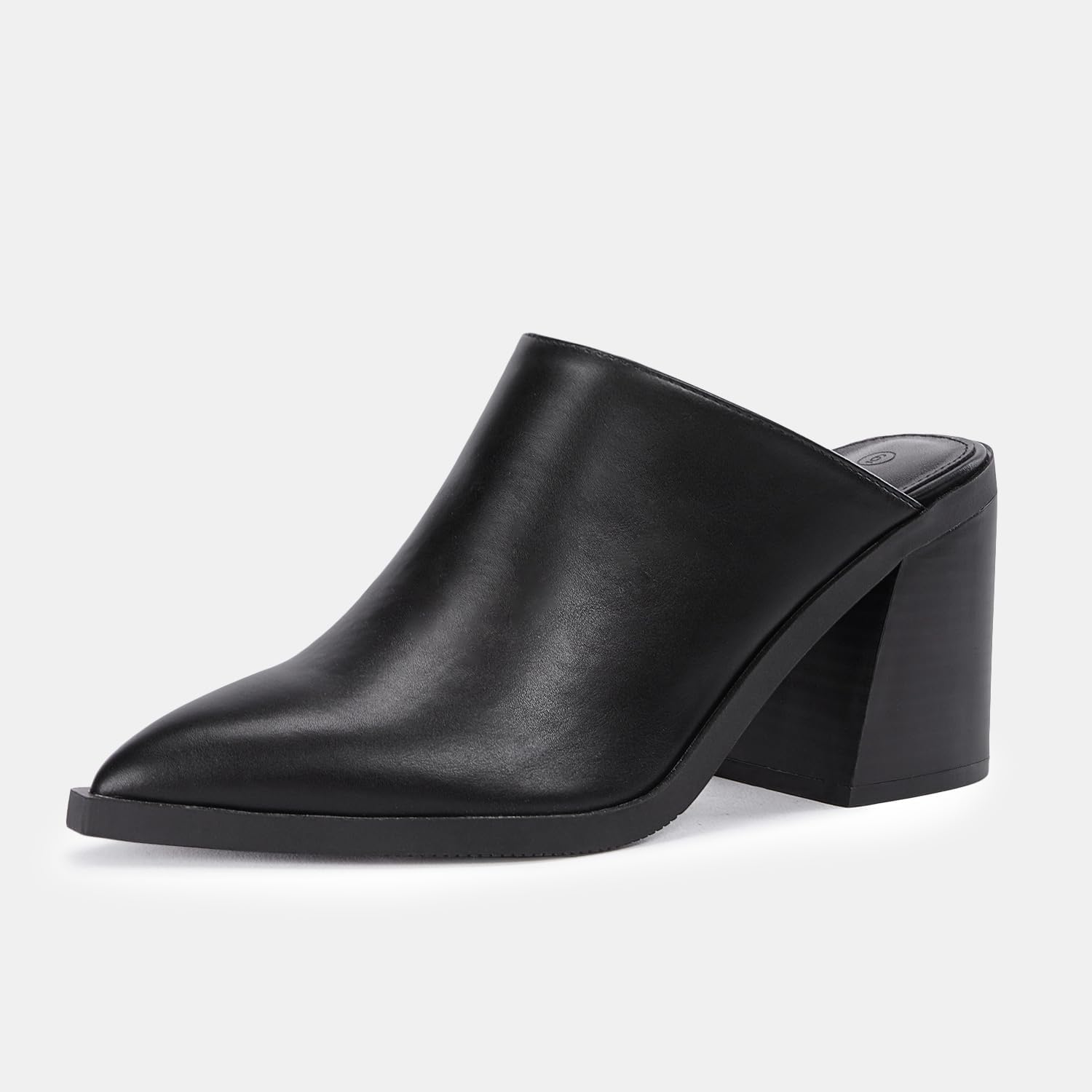 JeimPoey Womens Mules Pumps Point Closed Toe Slip-on Heels Stacked Chunky Block Heel Backless Clogs - Image 6