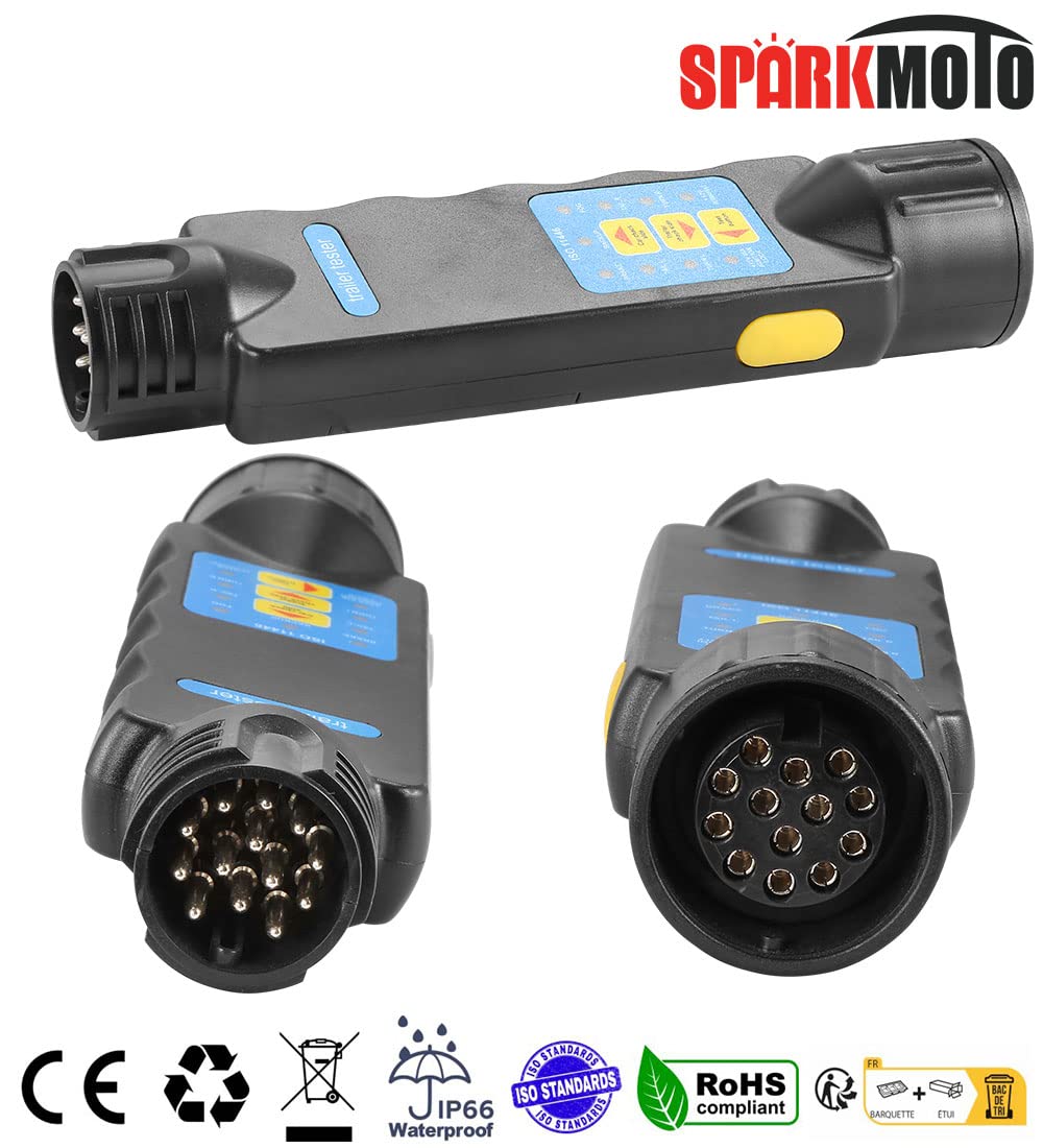 Tow Hitch Test + Trailer Power Socket Tester 12V 7Pin/13Pin Socket Tester for Towing Light Cable Wiring for Car Trailer