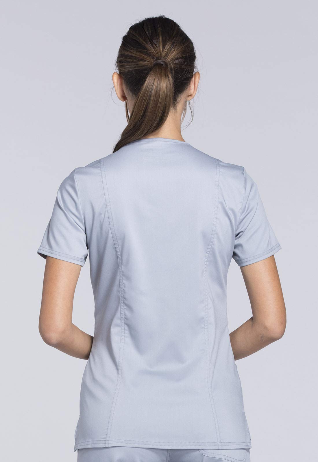 Cherokee Conjunto de uniforme médico para mujer, ajuste clásico moderno WW610 con pantalón de pierna recta y tiro medio, WW110, color gris, talla XS