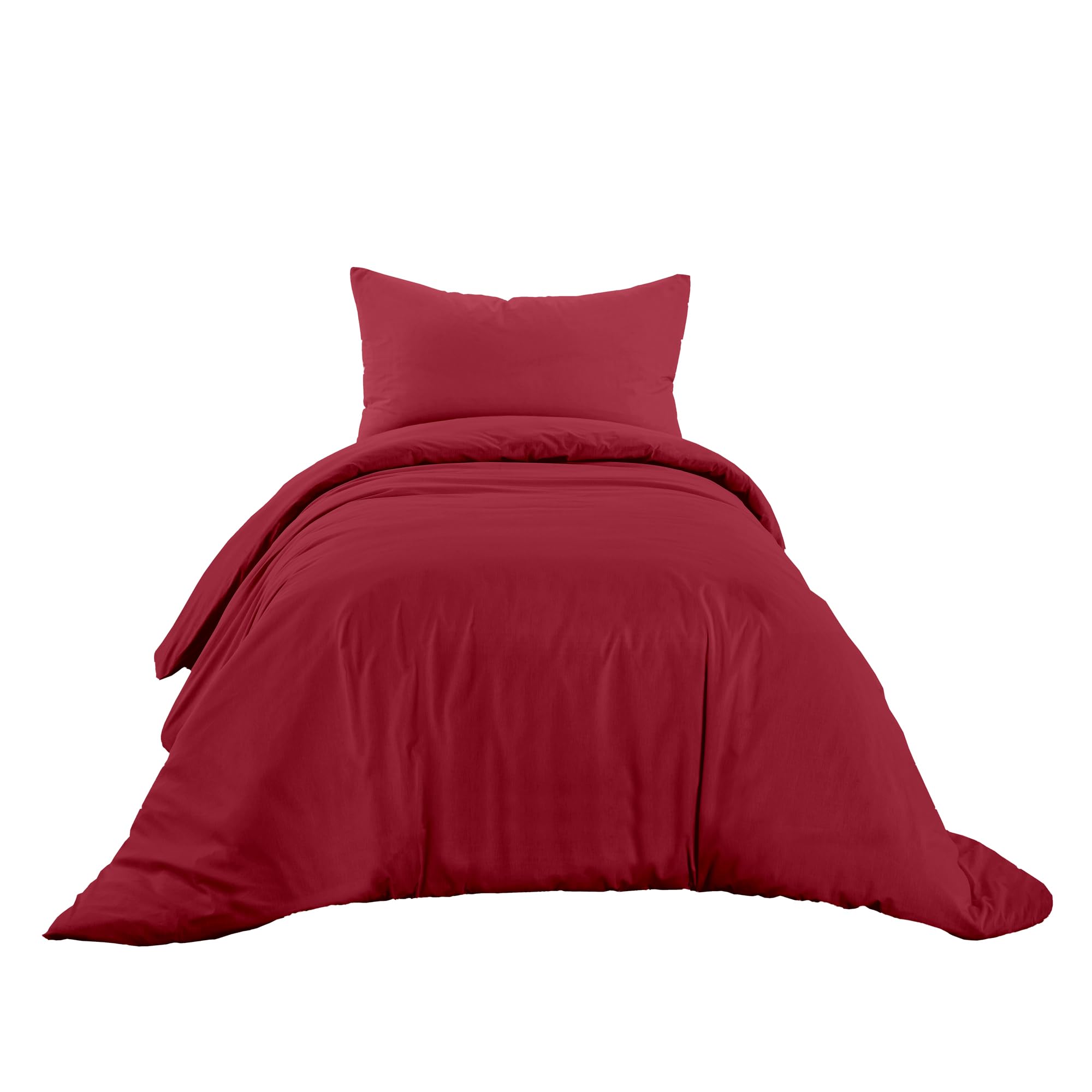 Ruggeri - Duvet Cover Set - 100% Pure Cotton - Made In Italy - Let's Color Collection! (Single, Red)