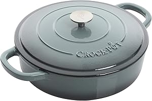 Crock Pot Artisan Enameled Cast Iron Oval Braiser, 5-Quart, Slate Gray