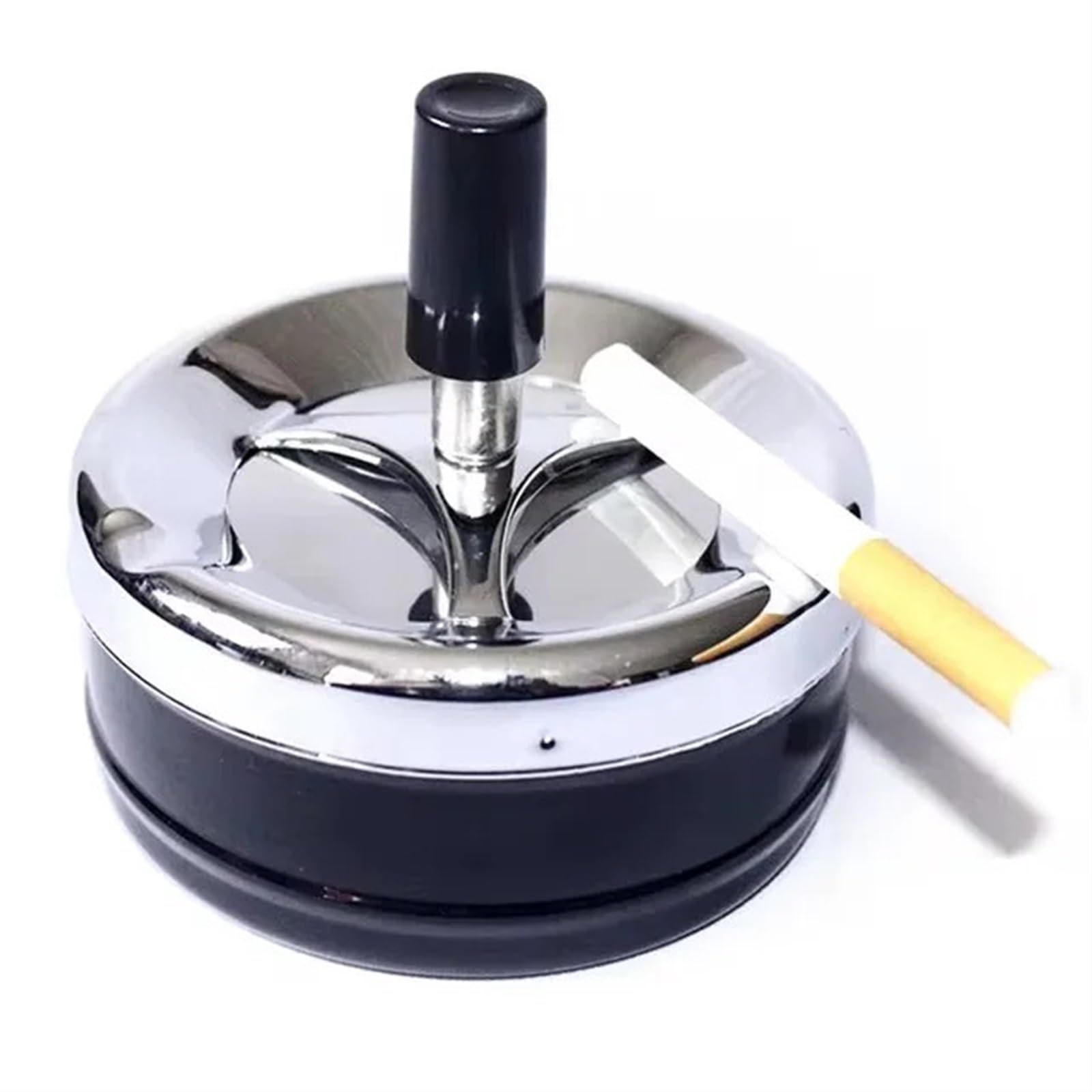 ashtray, Desktop Ashtray 1Pcs Metal Ashtray， Round Rotating Self-Clearing Smokeless Smoker