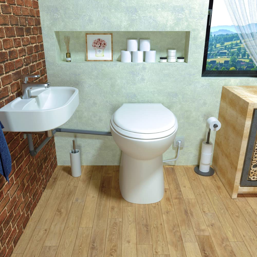 Silence + con opción lavabo/lavado a mano – Inodoro para colocar trituradora integrada, inodoro trituradora silenciosa|Compacto|Fabricación francesa