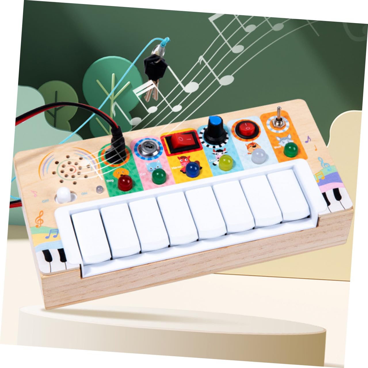 Juguete Musical Electrónico de Madera para Niños Luces Led, Accesorio Portátil y Resistente al Desgaste Adecuado para Aprendizaje Musical y Entrenamiento Auditivo