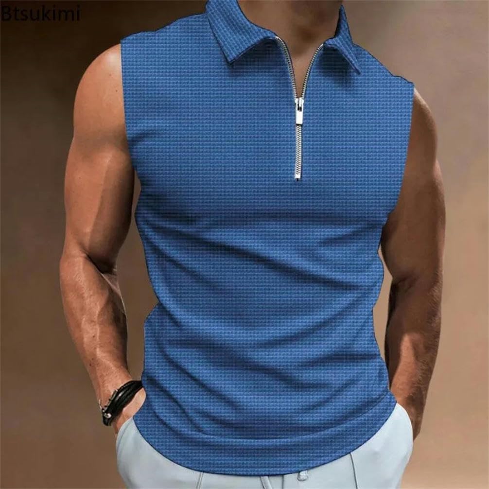 Men's Zip Sleeveless Shirts Summer Tank Tops Men Casual Sport T-shirt Gym Fitness Vest
