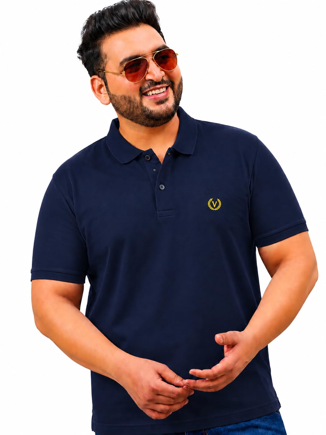 mack jonney Plus Size Men's Solid Polo T-Shirt | Premium Cotton Blend Collared Half Sleeve Regular Fit Casual Polo Tee for Men-MJ-1-picture-21