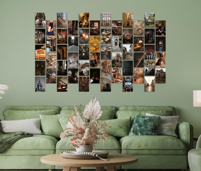 Image of Pack of 54 Dark Academia Wall Collage Kit Posters - 4 x 6 Inches Wall Decor Poster - Wall Art For Bedroom, Living room, Office - 1 Tissue Tape