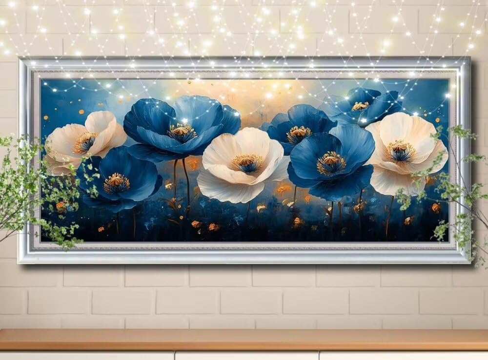 5D Diament Malarstwo Pełny zestaw, DIY Diamentowe Malarstwo Rzemiosło Kryształowe Malarstwo Dorośli 70 x 180 cm, Niebieski Kwiat, Krajobraz Zestaw Diamentowe Malarstwo Dziecko, Cyrkonie Diament Sztuka