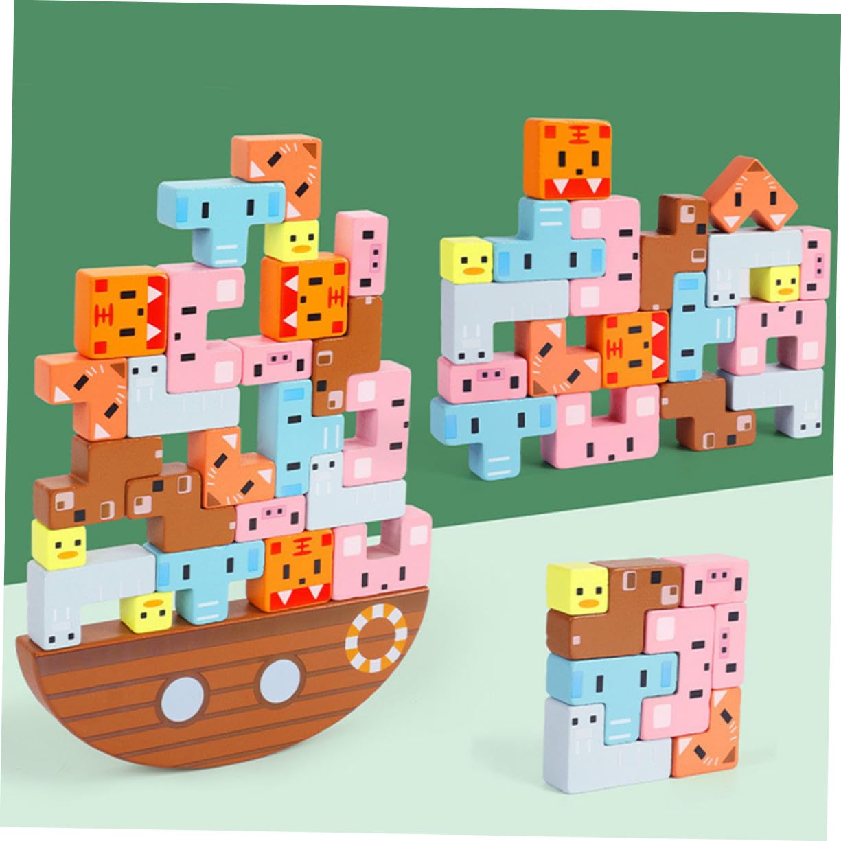 Gioco Equilibrio in Legno per Bambini Set di 1 Blocchi Colorati Educativi per Sviluppo Intellettuale e capacità Sociali Gioco Creativo di Equilibrio e Apprendimento