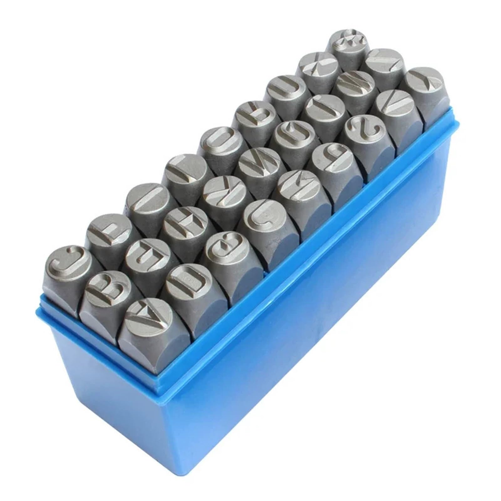 Set di strumenti per la stampa su metallo, Set di timbri for rivetti con numeri e lettere in acciaio 3-12 mm AZ 0-8 legato simboli(6mm English A-z)
