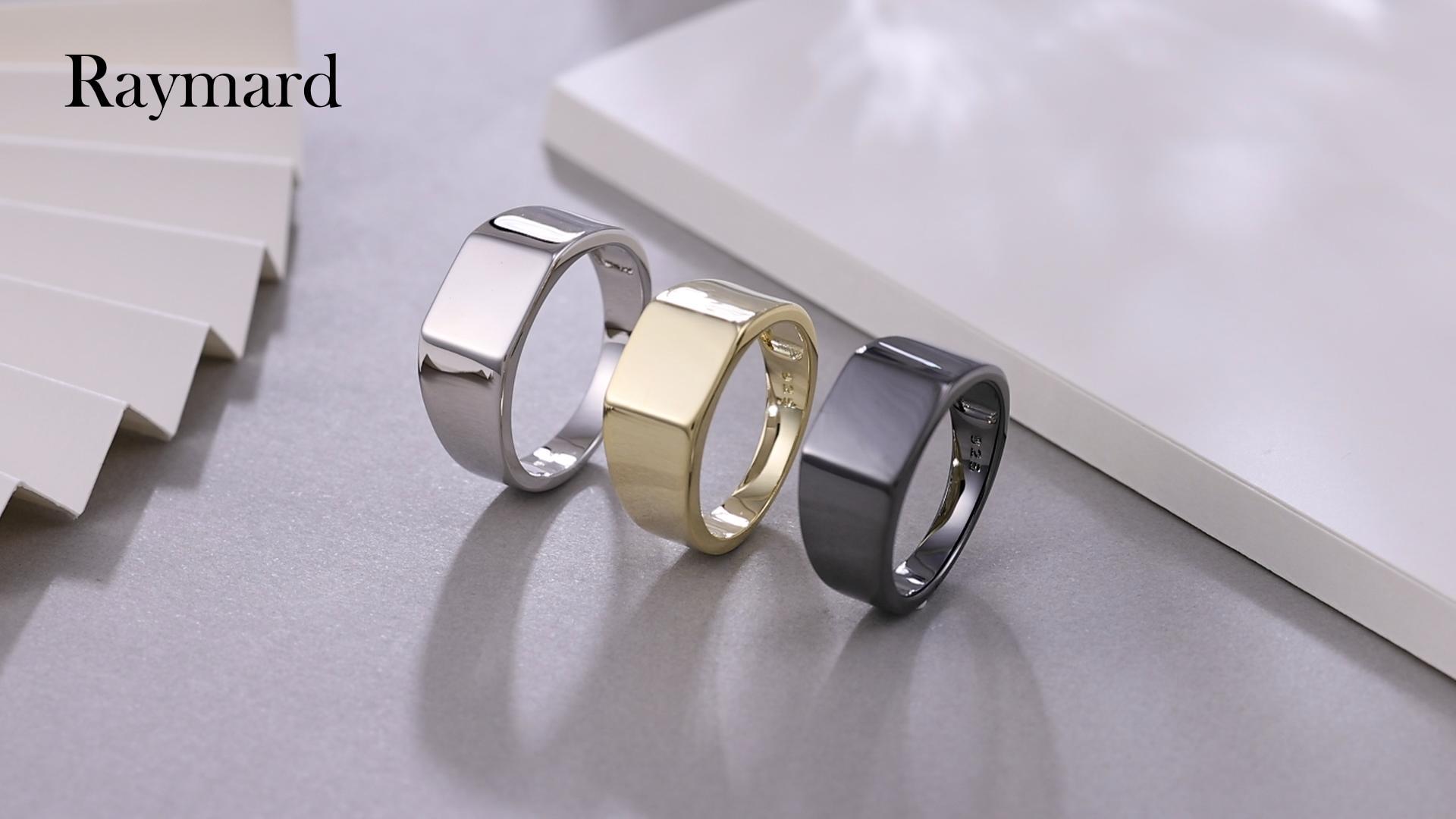 Raymard Mens 925 Sterling Silver Signet Rings, 9MM High Polished