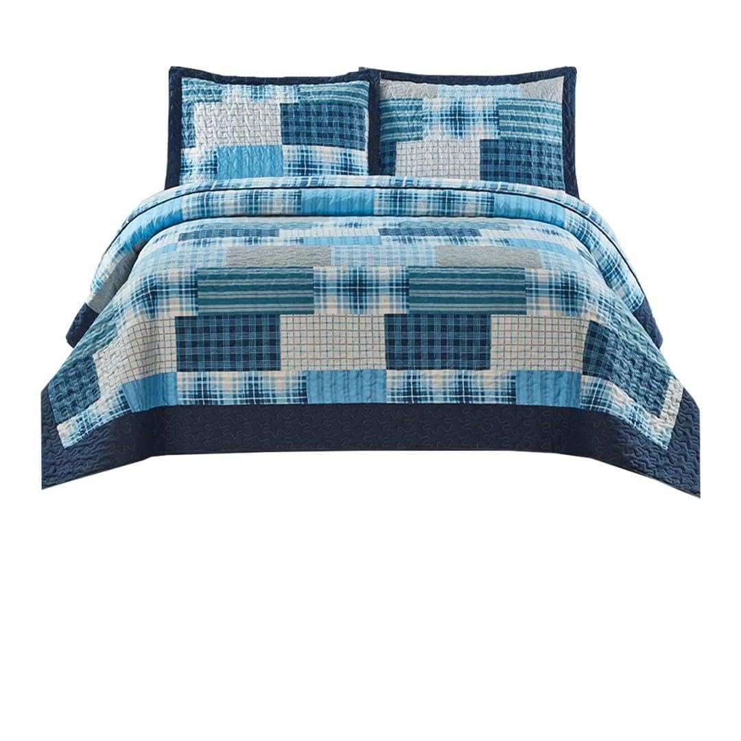 ZIYA HOMES King Size Quilted Patchwork Bedspread Comforter Bed Throw with Pillow Sham Coverlet Bedding Set Reversible Cotton Bedsheet Non Allergic Machine Washable 3-Piece