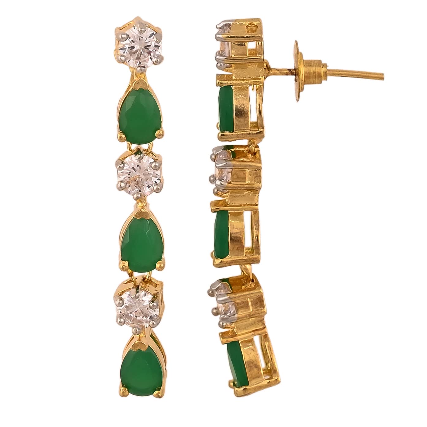 Ratnavali Jewels Set di gioielli tradizionali americani placcati in oro con diamante alla moda, collana e orecchini per donne/ragazze