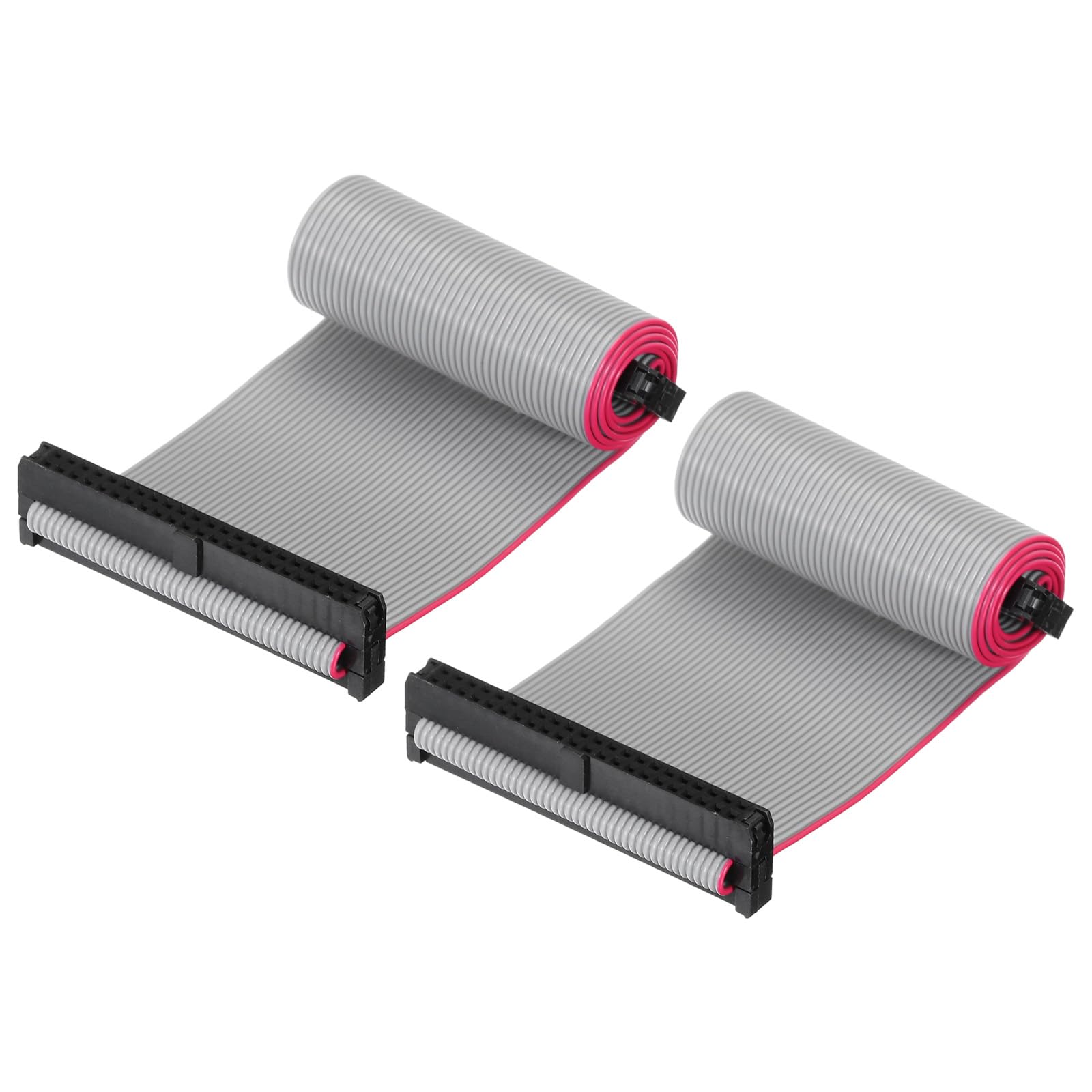 MECCANIXITY IDC 44Pin Flat Ribbon Cable, 2.0mm Pitch FC to FC Connector 30cm Length Grey Jumper Wire for Computer LED Display DVD, 2Pcs