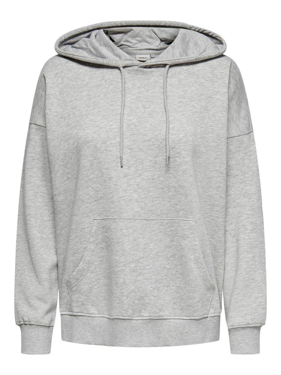 ONLY Women's Onlfeel Life L/S Hood SWT Noos Hoodie, Light Grey Mix, XS