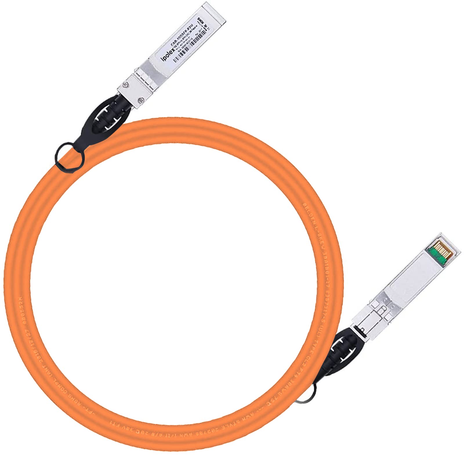 Colored 10G SFP+ Twinax Cable, Direct Attach Copper(DAC) Passive Cable, 2m (6.56ft) in Orange, for Cisco SFP-H10GB-CU2M, Meraki, Ubiquit, Mikrotik, Intel, Fortinet, Netgear and More