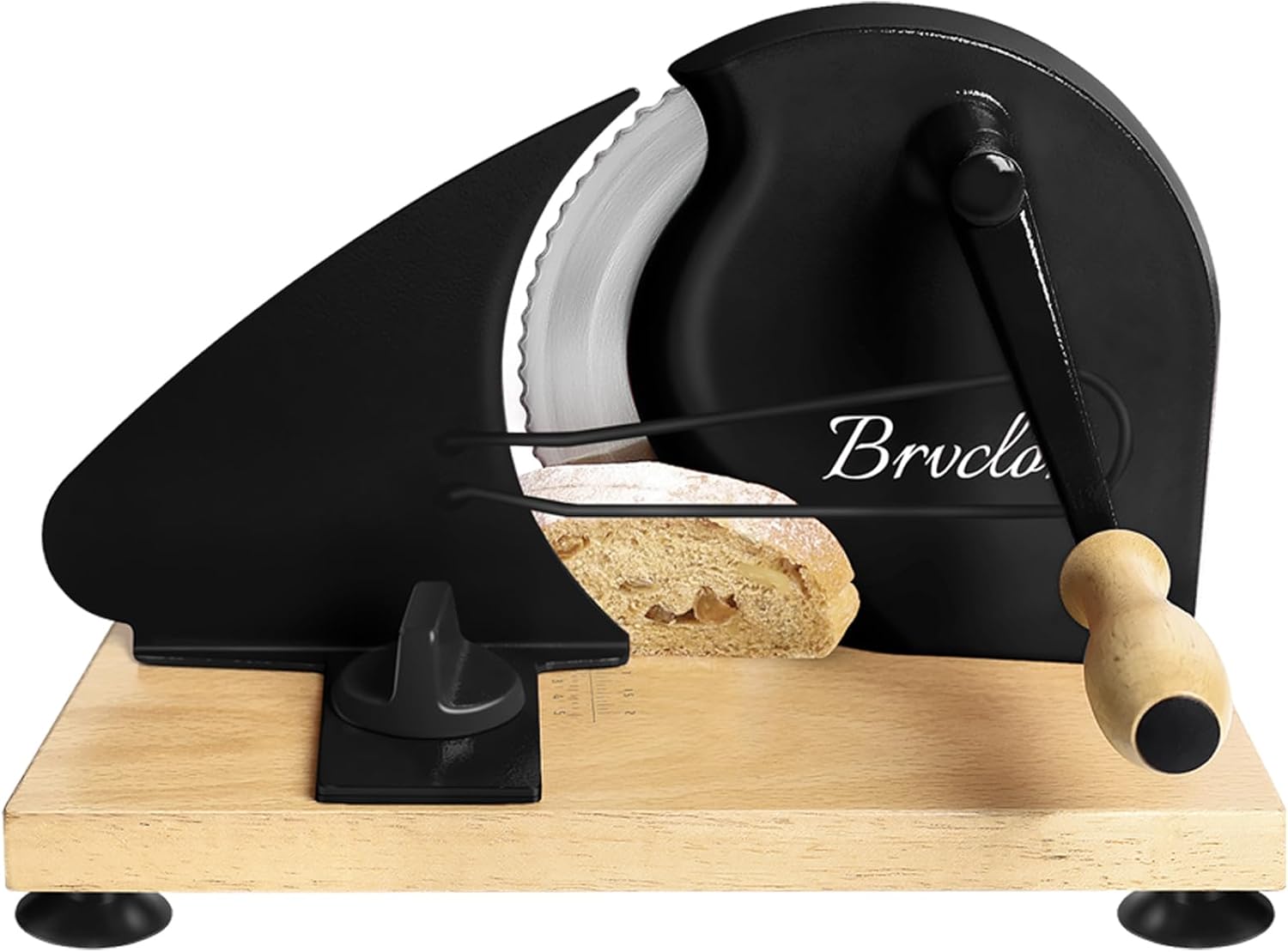 ?Upgraded?Manual Bread Slicer for Homemade Sourdough Bread,Metal Guide & Adjustable Thickness, Hand Crank Bread Slicer with Scale Line and Suction Cup, Sharp Blade, Suitable for Sourdough Bread, Etc Black