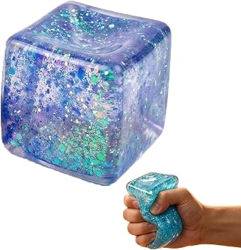 Squishies Stress Fuzz Balls for Adults, Squishies Squishy Stress Ice Cube, Squishy Slow Rising High Density Ice Squeeze Ball Cubes Cube Sensory for Office Anxiety Stress Relief Green