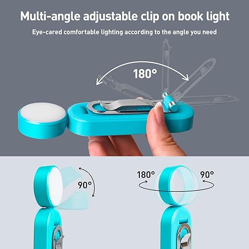 Miniatura 68 de VAVOFO Luz de libro recargable por USB, bloqueo de luz azul, luz de lectura en forma de marcador de clip ámbar, 6 LED para el cuidado de los ojos