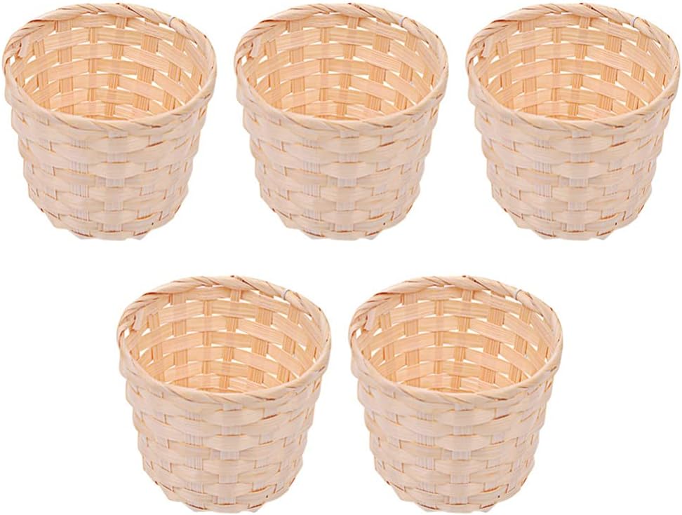 Cabilock Bamboo Desk 5pcs Mini Woven Baskets Handmade
