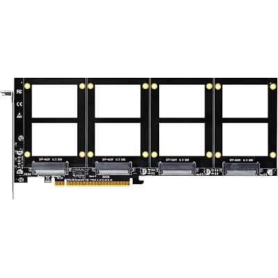 GLOTRENDS PU41 Quad U.2 SSD to PCIe 4.0 X16 Adapter - No PCIe Bifurcation, Motherboard Required