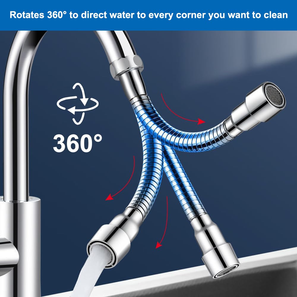 Extensor Grifo Cocina, Aireador Flexible de Grifo, Extensor de Grifo para Fregadero, 360 Grados Alargador Grifo Cocina, Alargador Aireador Grifo Cocina para Mayoría de Grifos de Cocina y Baño, 14cm