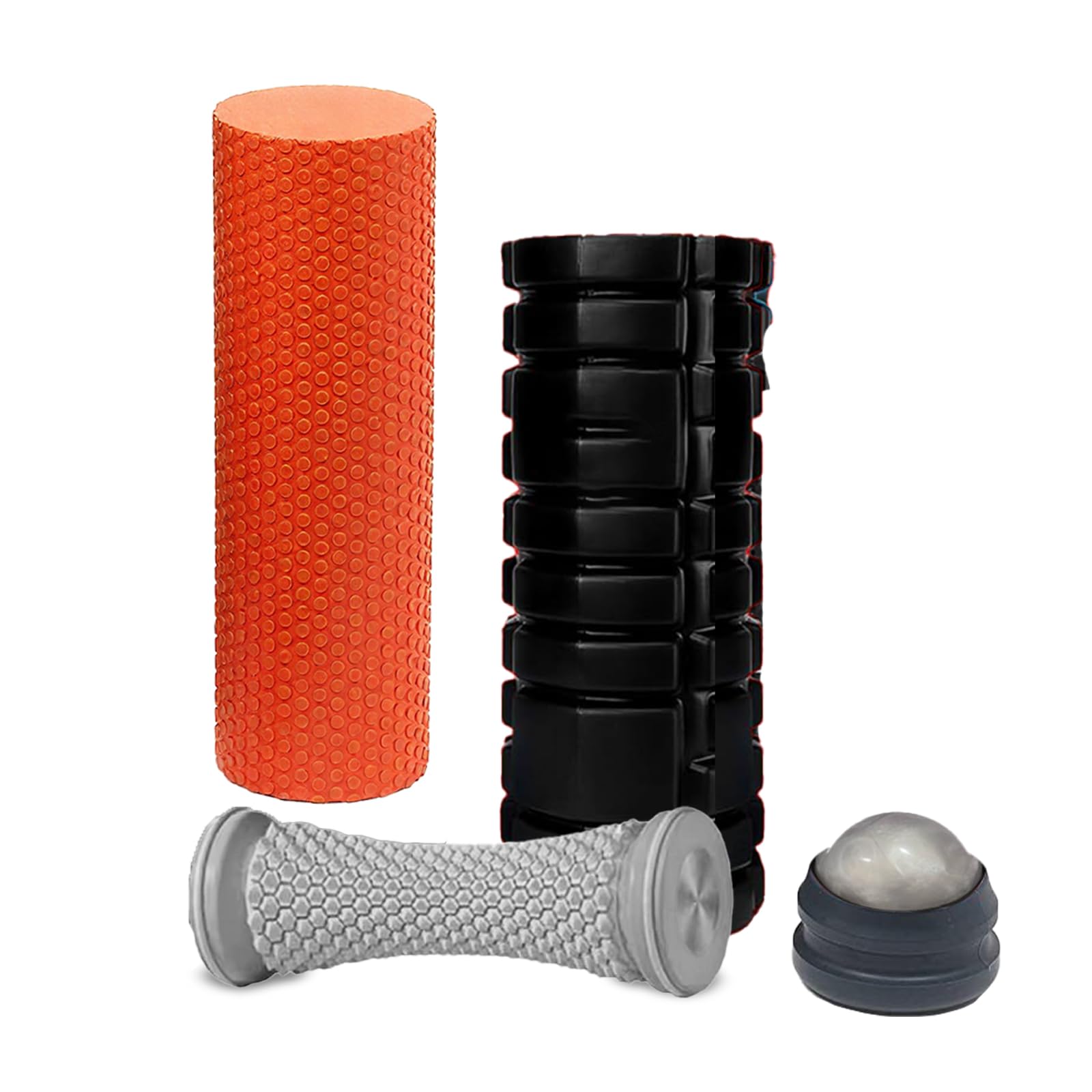 Ensemble De Rouleaux En Mousse, Rouleau De Massage 4 En 1, Colonne De Yoga Solide, Balle De Massage Des Pieds, Rouleau De Massage Portatif Pour La Relaxation Du Dos, Des Pieds Et Des Muscles