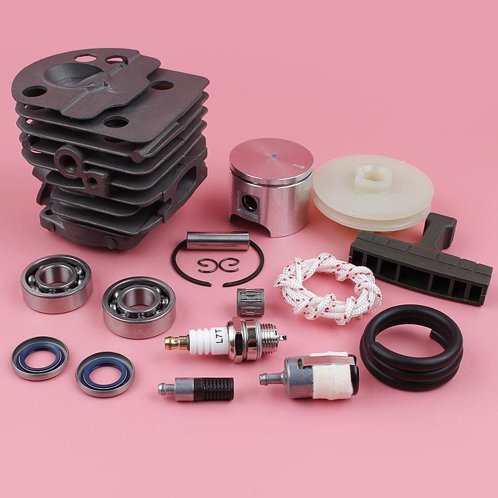 Kit de rodamiento de cigüeñal de pistón de cilindro de 46 mm para Husqvarna 50 51 55 motosierra rancher 503609171 503609104 W aceite sello de la polea de arranque