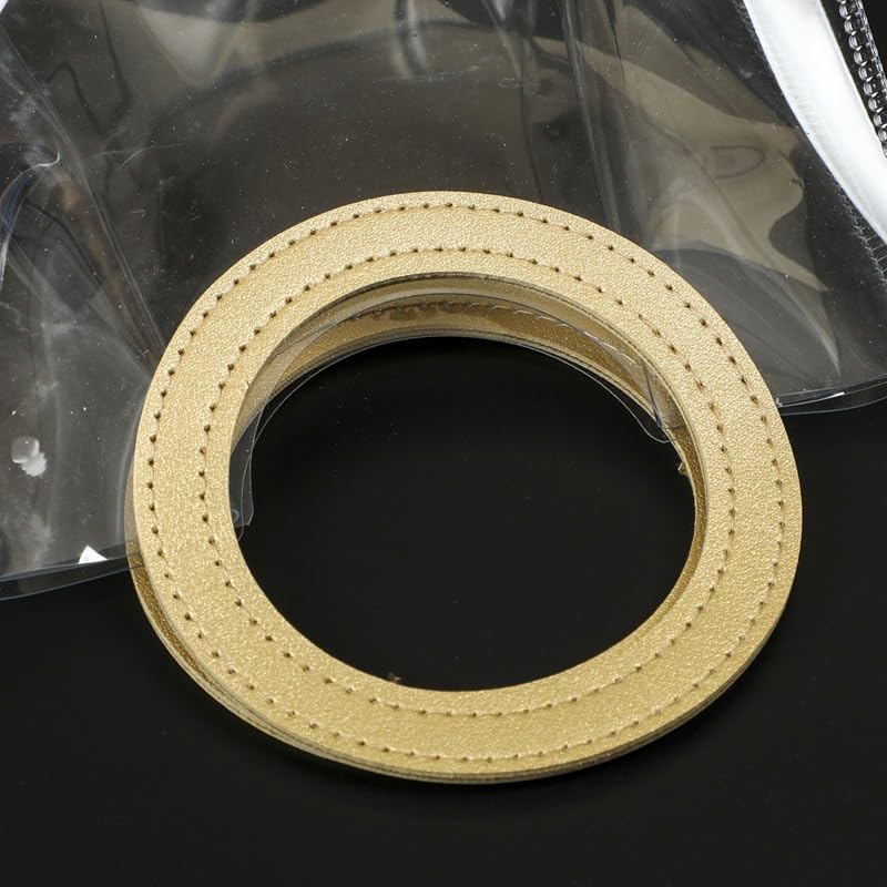 Image of SATYAM KRAFT 6 Pcs Transparent Round Leather Handle Goodie Bags |Gift Bag for Her /Him Wedding Return Gifts Christmas Valentine's Day Festivals Events Shopping Carry-Packing Bag Beige (27.5x24.5) CM