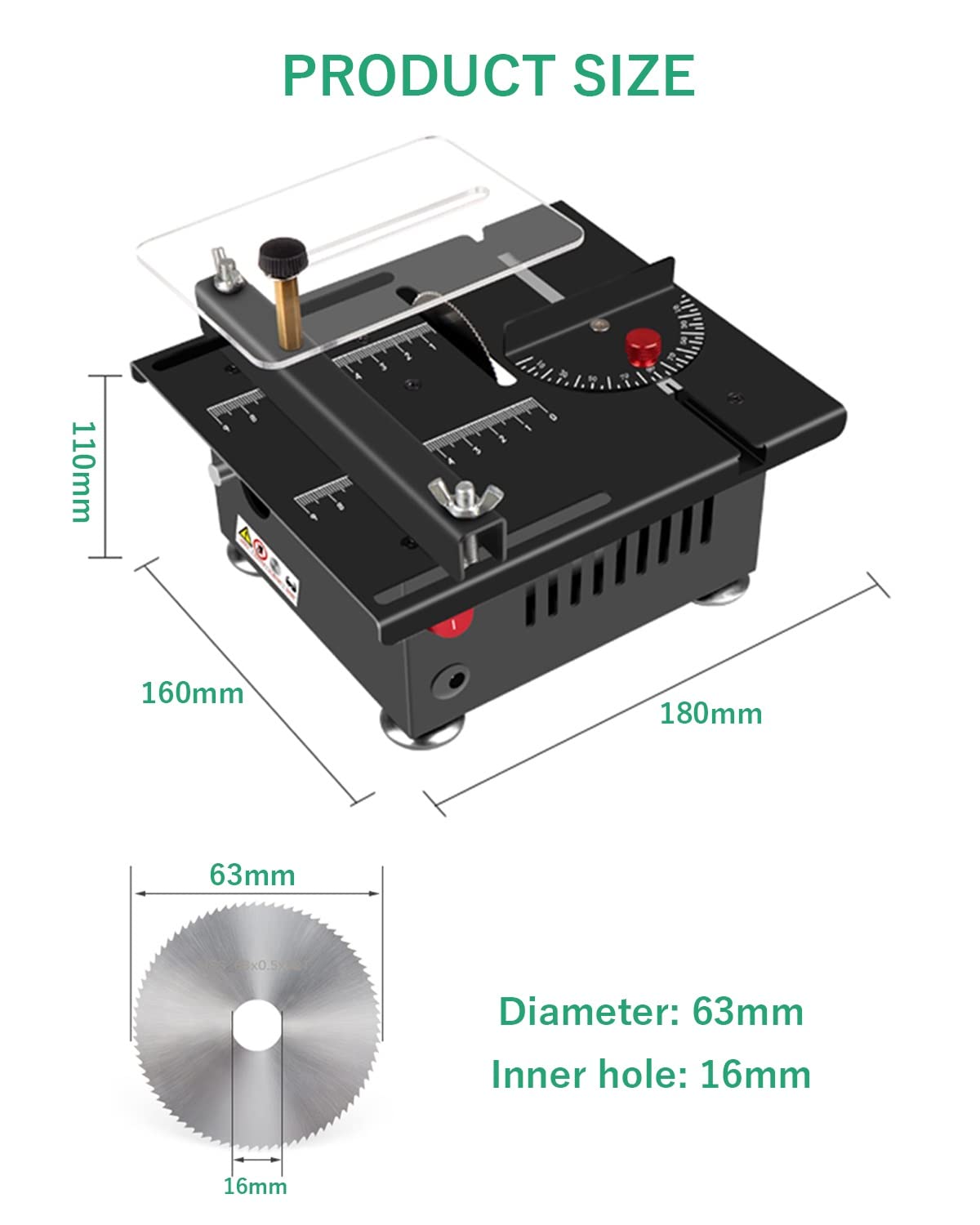 DYK&NX Seghe da Tavolo Mini Elettriche con 4 Lame per Sega, profondità di Taglio Regolabile 0,1~16mm