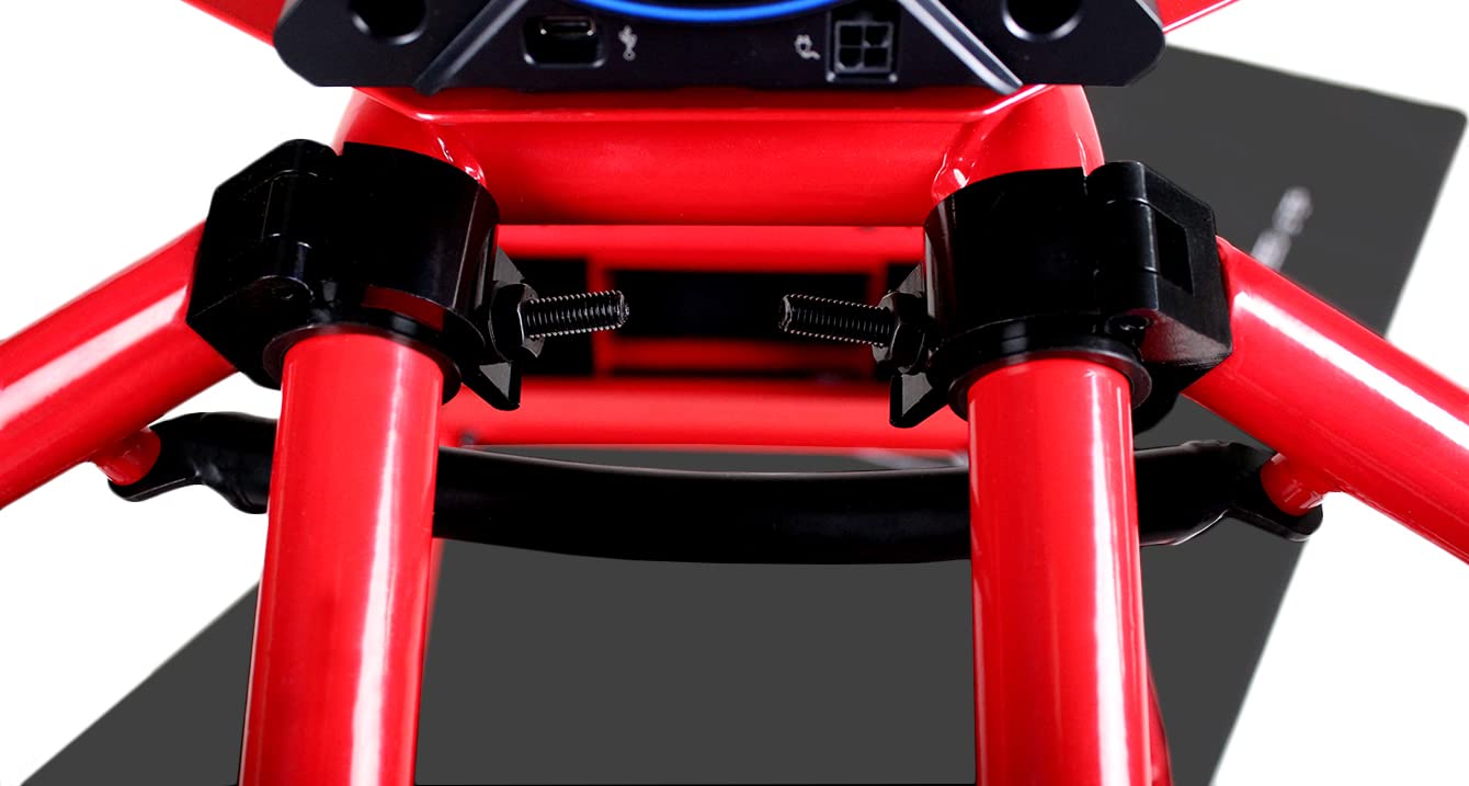 Speedmaster PRO Zero-Flex Racing Simulator Cockpit, SIM Racing Cockpit Rennsimulations-Stuhl mit Lenkrad- & Pedalablage Rot (Race Weave Anthrazit)