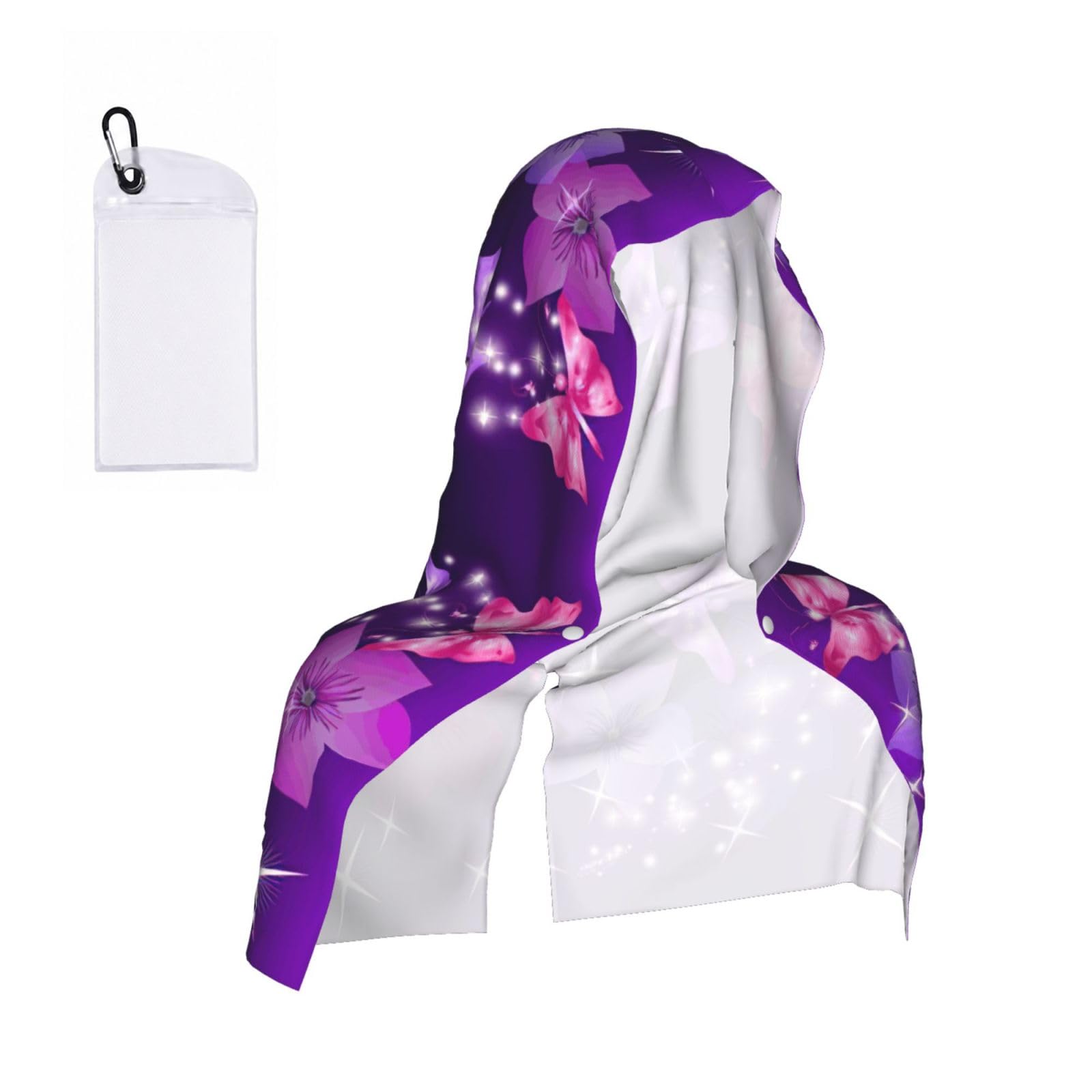 YQxwJL Butterfly Print Unsex Cooling Hoodie Towel, Cools Instantly When Wet Sun Protection For Sports Fitness Gym