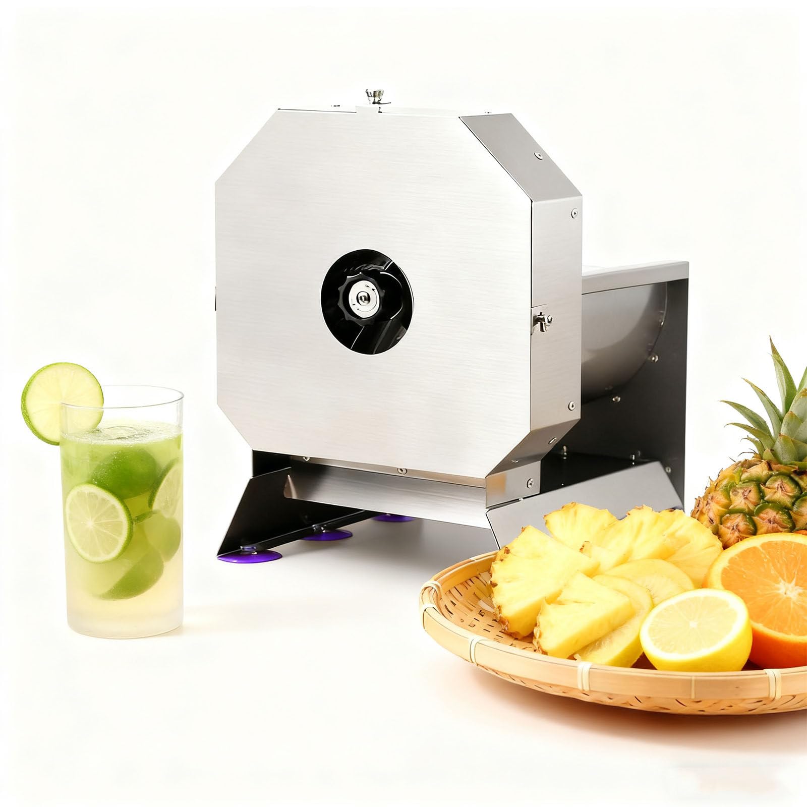 LjyAeono Vegetable Fruit Slicer, 0-10mm Adjustable Thickness, Stainless Steel Manual Vegetable Cutter Machine with 1* Extra Blades for Slicing Fruit Potato Lemon Onion Cabbage Tomato Prism-Min
