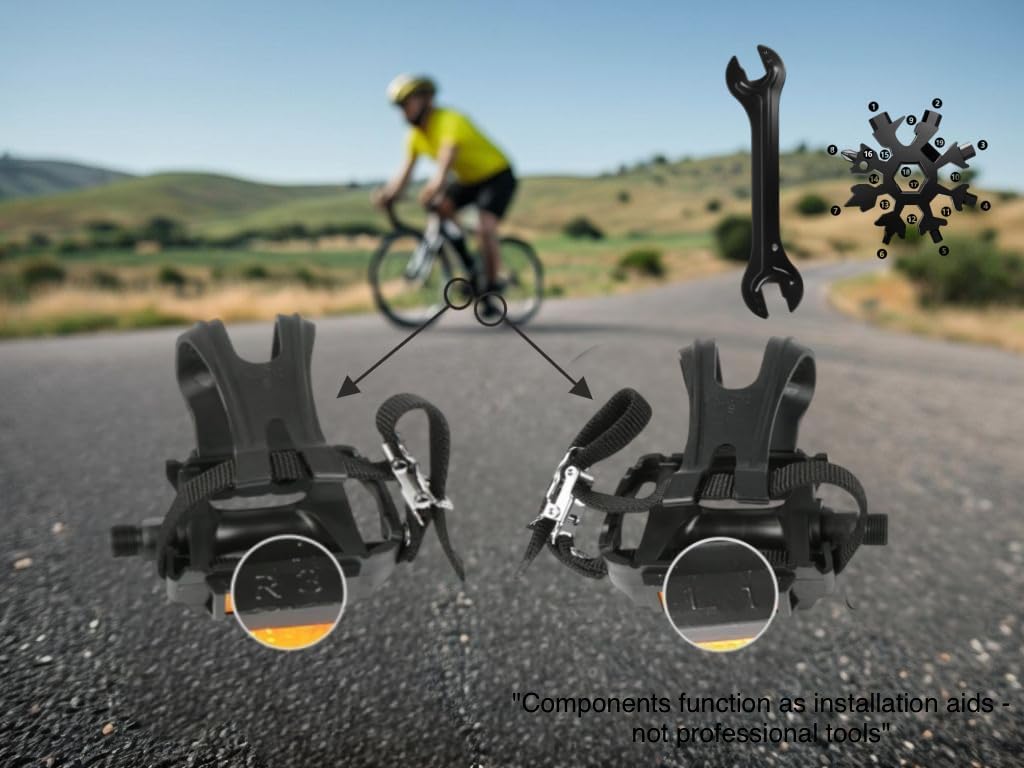 Juego de pedales de clip para dedos de bicicleta con herramientas adicionales, diseño compuesto de nailon no desmontable para bicicletas de carretera, MTB y ejercicio, incluye 2 llaves (11,2 x