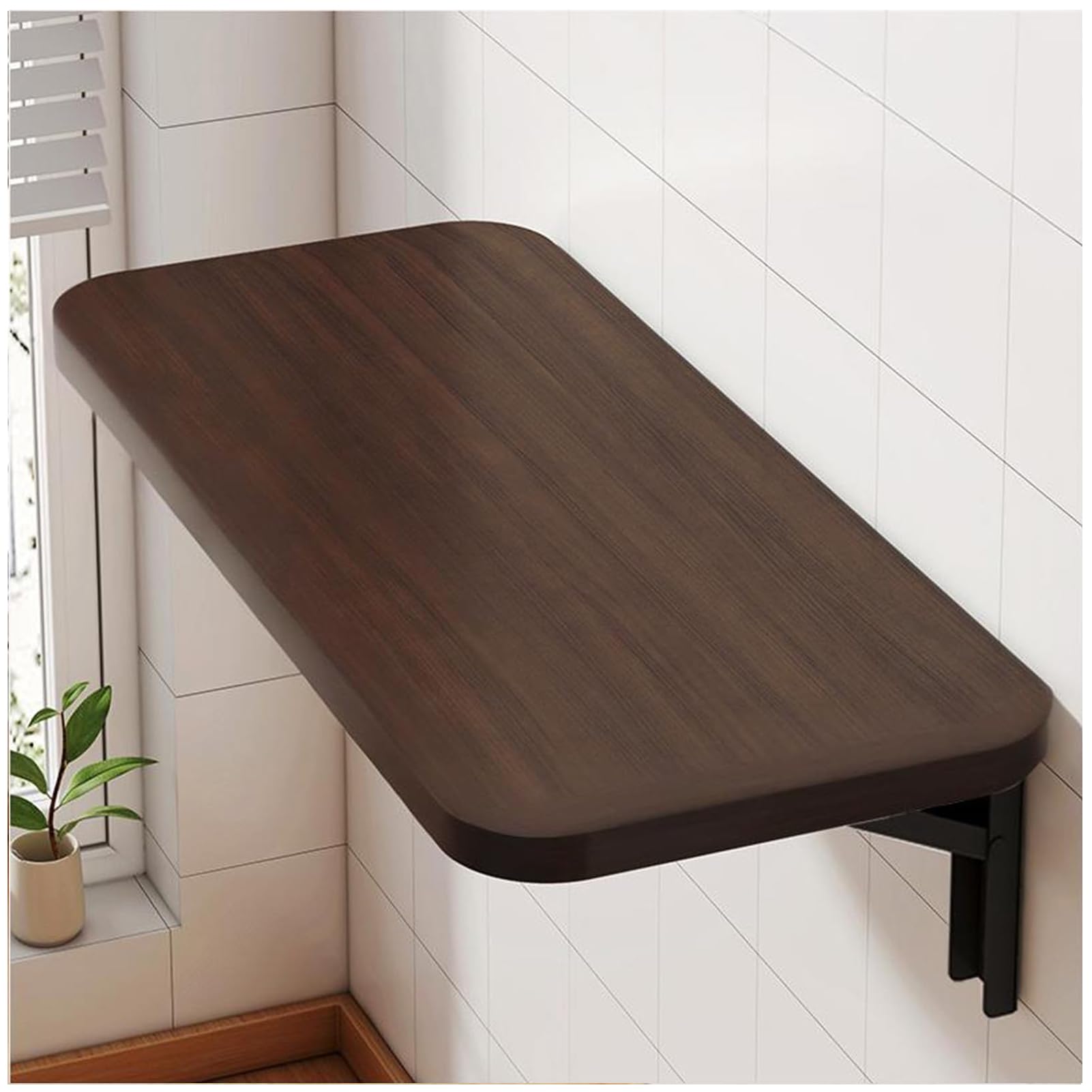 Mesa de pared plegable con estante de madera para salón cocina y baño